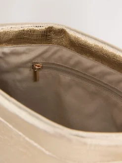 Next Sparkle Detail Snap Clutch Bag Gold Hot