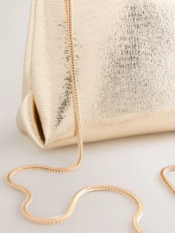 Next Sparkle Detail Snap Clutch Bag Gold Hot