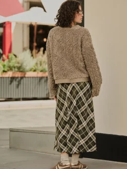 Next Check Midi Slip Skirt Green Online