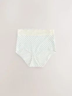 Next Green Ditsy Floral Full Brief Cotton Lace Knickers 4 Pack Sale