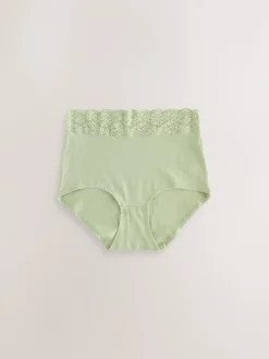 Next Green Ditsy Floral Full Brief Cotton Lace Knickers 4 Pack Sale