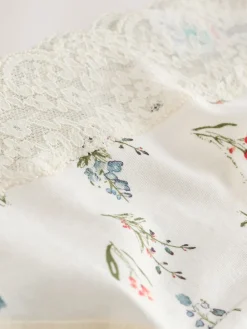 Next Green Ditsy Floral Thong Cotton Lace Knickers 4 Pack Sale