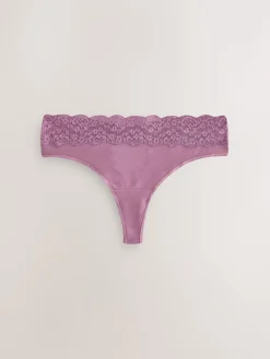 Next Green Ditsy Floral Thong Cotton Lace Knickers 4 Pack Sale