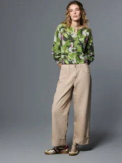 Next Green Duck Print Crew Neck Knitted Cardigan With Wool Clearance