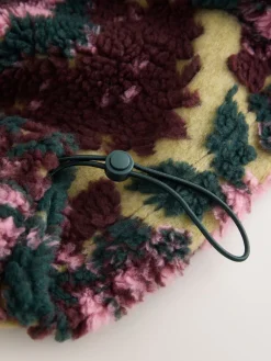 Next Jacquard Teddy Borg Quarter Zip Fleece Sweatshirt Green Floral Best