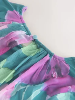 Next Green Floral Long Sleeve Mesh Maxi Dress Sale