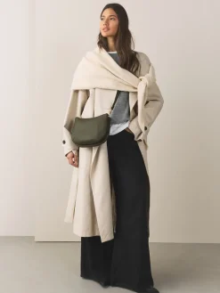 Next Leather Scoop Cross-Body Bag Green Discount