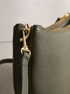 Next Leather Scoop Cross-Body Bag Green Discount