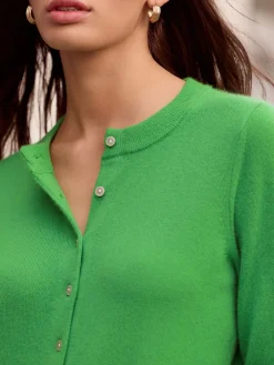 Next N.Premium 100% Cashmere Long Sleeve Cardigan Green Sale