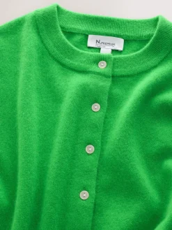 Next N.Premium 100% Cashmere Long Sleeve Cardigan Green Sale