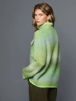 Next Boucle Stand Neck Pocket Jumper Green Spacedye Best