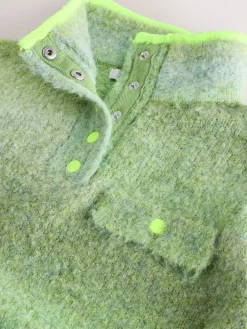 Next Boucle Stand Neck Pocket Jumper Green Spacedye Best