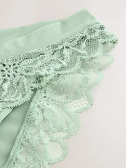 Next Ultimate Comfort Lace Back High Leg Knickers Green Sale