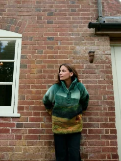 Next Printed Borg Fleece Top Green Woodland Scene