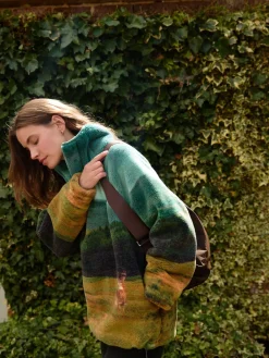 Next Printed Borg Fleece Top Green Woodland Scene