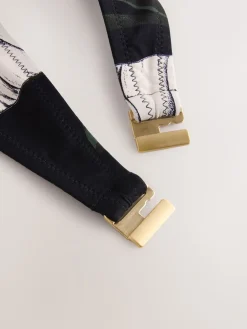 Next Twist Padded Wired Bandeau Bikini Top Green/Black Leaf New