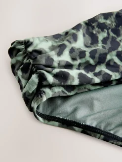 Next Green/Black Leopard Print Roll Top Bikini Bottoms Outlet
