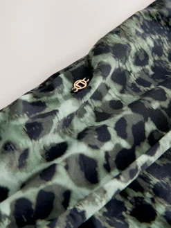 Next Green/Black Leopard Print Roll Top Bikini Bottoms Outlet