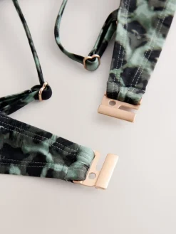 Next Green/Black Leopard Print Non Padded Underwired Bikini Top New