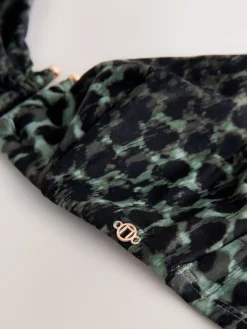 Next Green/Black Leopard Print Non Padded Underwired Bikini Top New