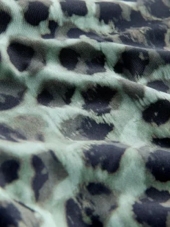 Next Tummy Control Skirted Swim Dress Green/Black Leopard Print Discount