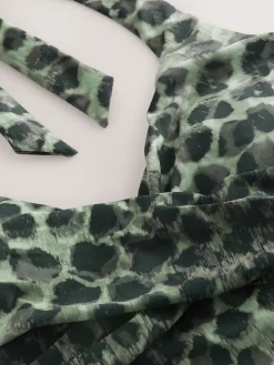 Next Green/Black Leopard Print Halterneck Tummy Control Swimsuit Online