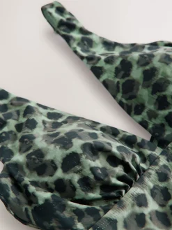 Next Plunge Tummy Control Tankini Top Green/Black Leopard Print Best