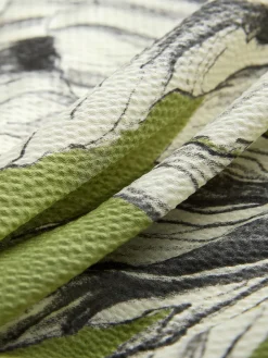 Next Textured Satin Short Sleeve Twist Front Midi Dress Green/Ecru Sale