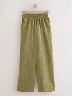 Next Gingham Wide Leg Trousers Green/Navy Blue Hot