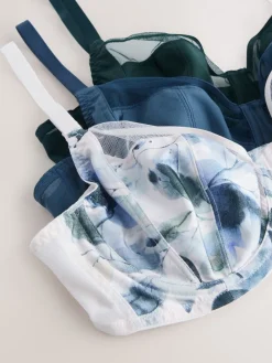 Next DD+ Non Pad Full Cup Bras 3 Pack with Side Support Green/Navy/Navy Print Online