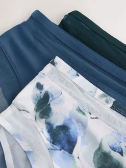 Next Mesh Trim High Waist High Leg Knickers 3 Pack Green/Navy/Navy Print Best