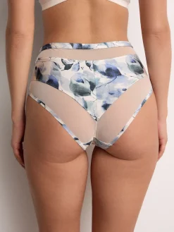 Next Mesh Trim High Waist High Leg Knickers 3 Pack Green/Navy/Navy Print Best