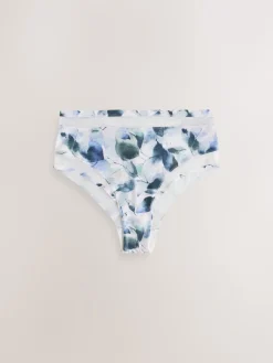 Next Mesh Trim High Waist High Leg Knickers 3 Pack Green/Navy/Navy Print Best