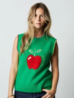 Next Green/Red Apple Graphic Sleeveless Knitted Tank With Wool Outlet