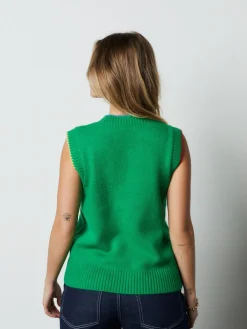 Next Green/Red Apple Graphic Sleeveless Knitted Tank With Wool Outlet