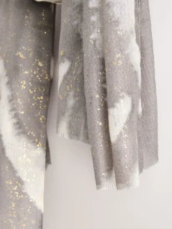 Next Grey Abstract Foil Lightweight Scarf New