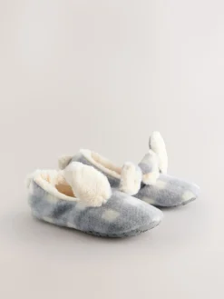 Next Grey Check Bunny Ballet Slippers Discount