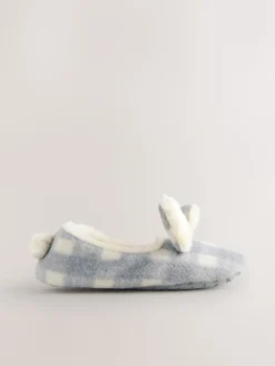 Next Grey Check Bunny Ballet Slippers Discount