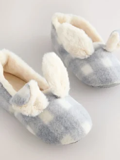 Next Grey Check Bunny Ballet Slippers Discount
