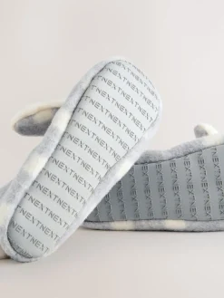 Next Grey Check Bunny Ballet Slippers Discount
