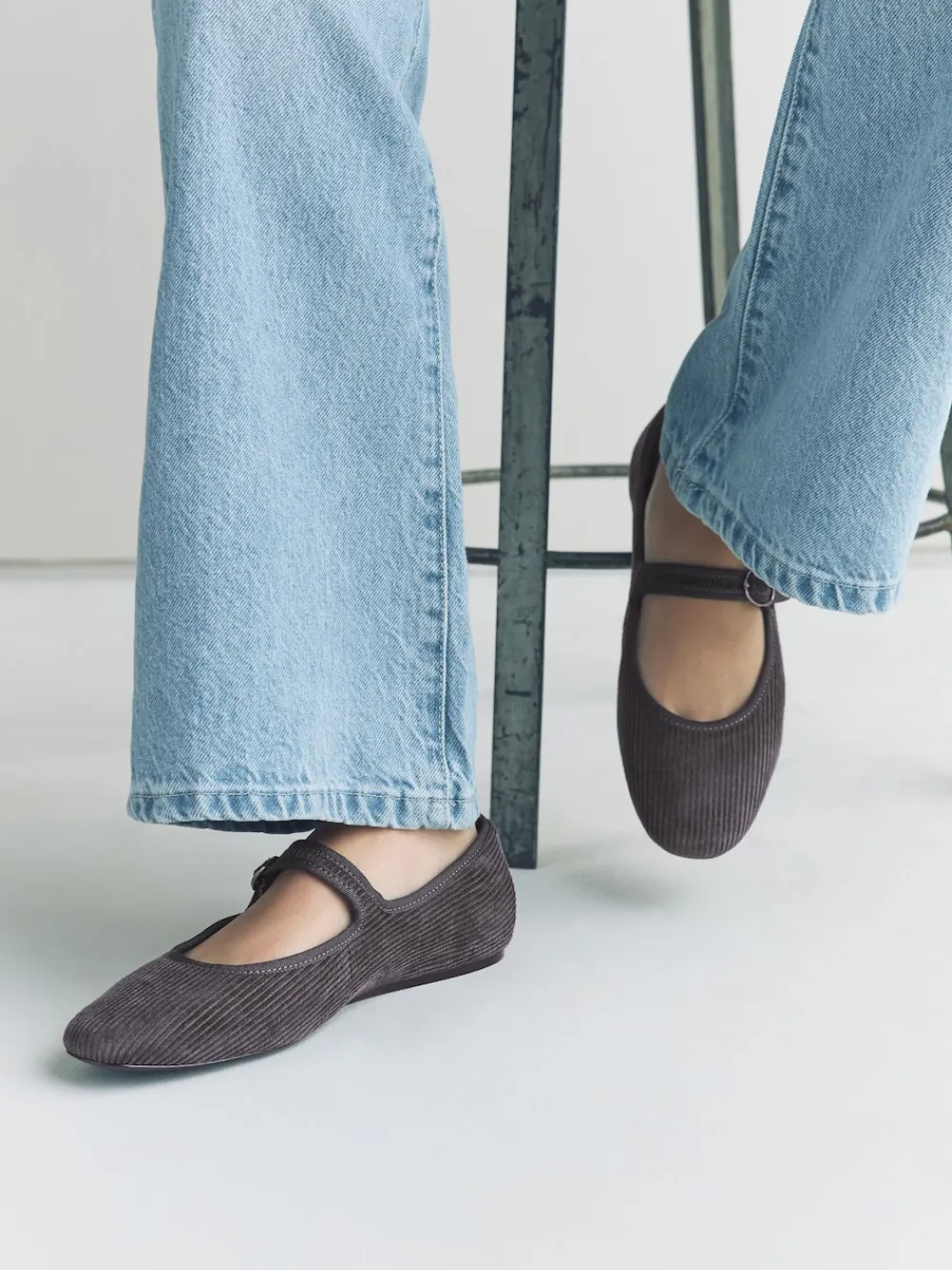 Next Forever Comfort Round Toe Buckle Detail Mary Jane Shoes Grey Cord Sale