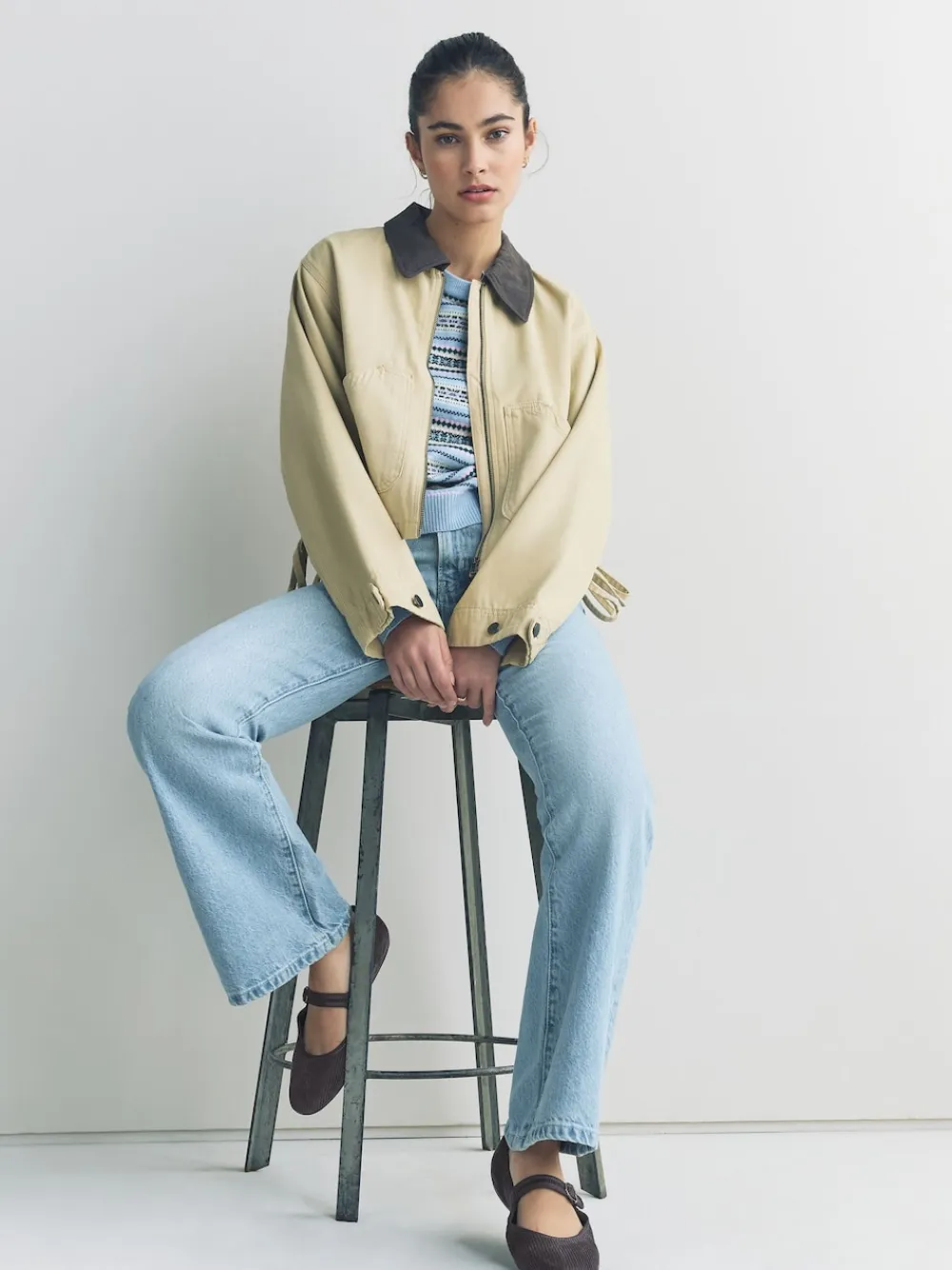 Next Forever Comfort Round Toe Buckle Detail Mary Jane Shoes Grey Cord Sale