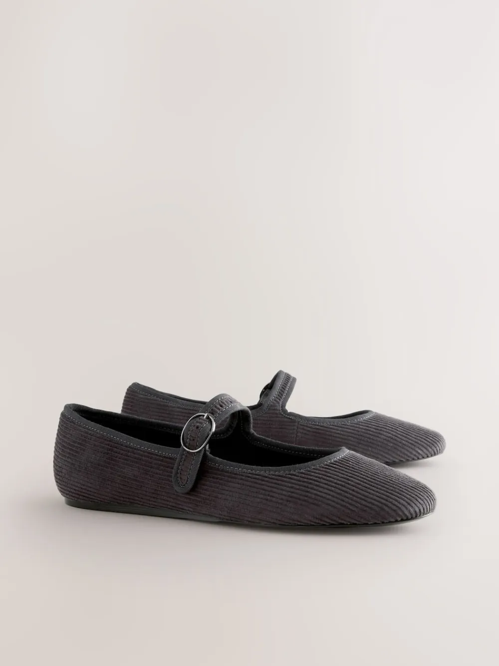 Next Forever Comfort Round Toe Buckle Detail Mary Jane Shoes Grey Cord Sale