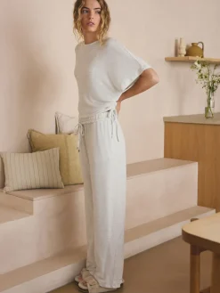 Next Cosy Short Sleeve Pyjamas Grey Hot