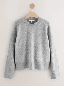 Next Grey Crew Neck Knitted Jumper with Wool Outlet