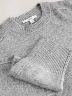 Next Grey Crew Neck Knitted Jumper with Wool Outlet