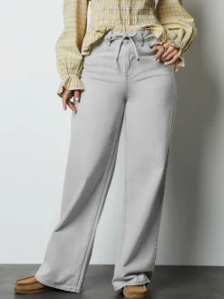 Next Wide Leg Joggers Waist Jeans Grey Denim Sale