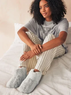 Next Grey Faux Fur Boot Slippers Best