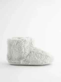 Next Grey Faux Fur Boot Slippers Best