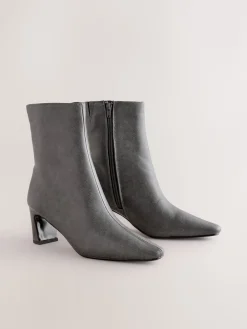 Next Forever Comfort® Chisel Toe Heeled Ankle Boots Grey Sale